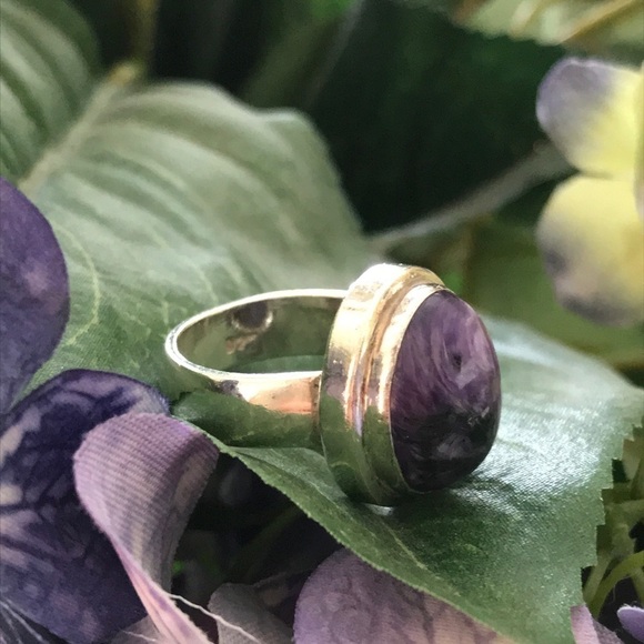 Vintage 925 Sterling Silver Charoite Ring - Picture 4 of 7